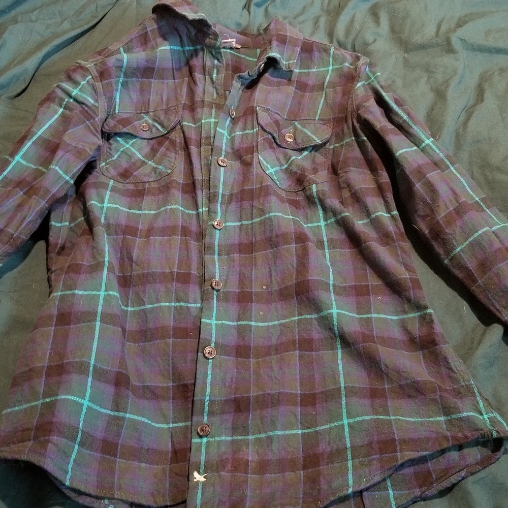 Plaid long sleeve button down